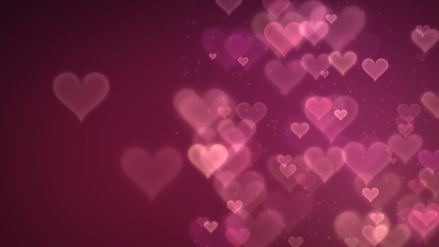 Valentine Bokeh Hearts Background with Copy Space on Left