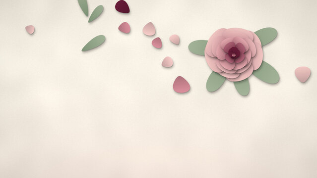 Rose Day Paper Cut Rose Background with Copy Space