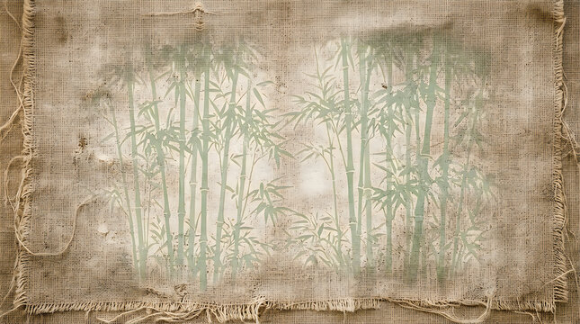 Old weathered wooden board with green moss and vine leaves frame edges