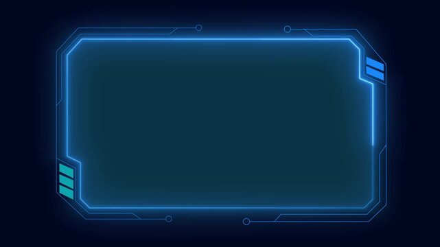 Interface frame animation highlights technical data borders. Cybernetic surveillance display panels shape interface frame animation. Modern control room consoles use frame.
