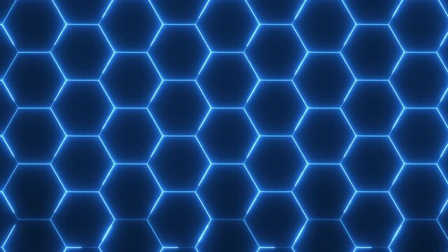 Hexagon pattern animation displays honeycomb technology grids. Structured computational matrix perspectives shape active hexagon pattern animation. Sci-fi apps use pattern.