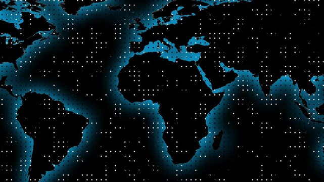World map animation links international computational centers. Global telecommunication networks route across active world map animation. Planetary hubs use the map.