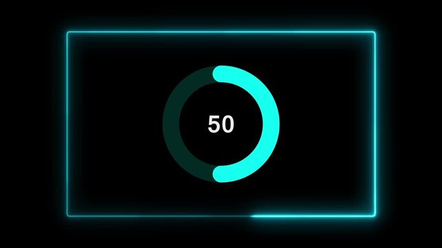 Loading circle animation tracks fifty percent task progress. Digital software download buffering telemetry updates on loading circle animation. Systems use circle.