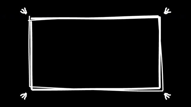 White Hand Drawn Sketch Frame Border Animation With Alpha Channel