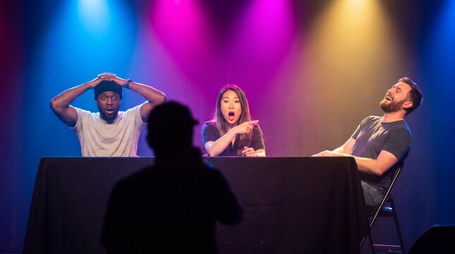 Judges at Beatbox Championship Table Reacting With Amazement to Performance