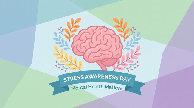 Stress awareness day mental health illustration