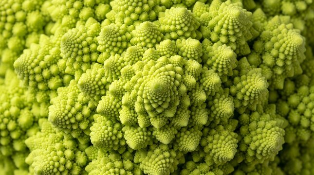 Macro of Romanesco Fractal Spirals Forming Perfect Natural Geometry