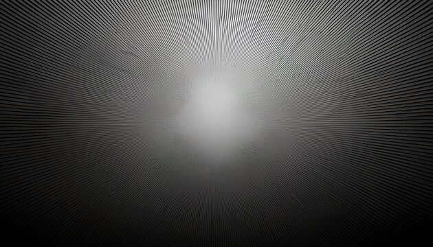 black and white radial vignette abstract background smooth monochrome gradient from bright center glow to dark edges black border shading subtle noise grain texture minimal grayscale light burst