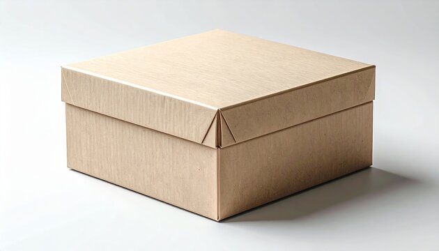 Minimal square cosmetic carton with a tuck in flap closure, isolated on white.