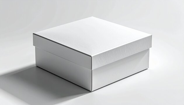 Minimal square cosmetic carton with a tuck in flap closure, isolated on white.