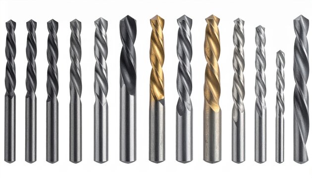 Masonry drill bits in assorted sizes isolated for construction tool advertising