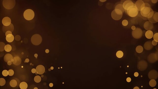 Golden bokeh circles pulsing on a deep chocolate-brown background