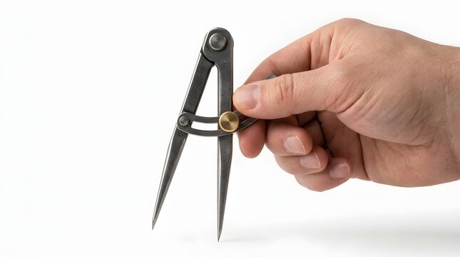 Precise Metal Compass Held by Hand in Focus