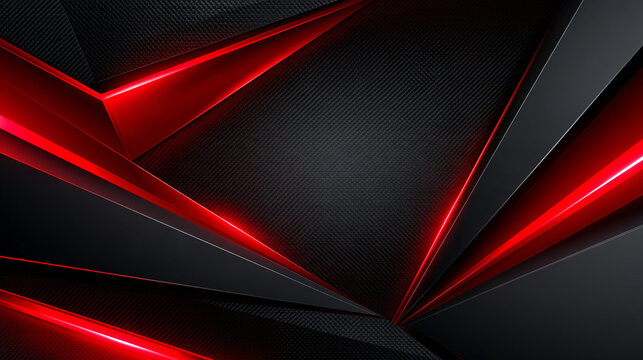 angular black geometric background with glowing red lines