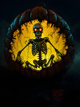 halloween skeleton background with bats