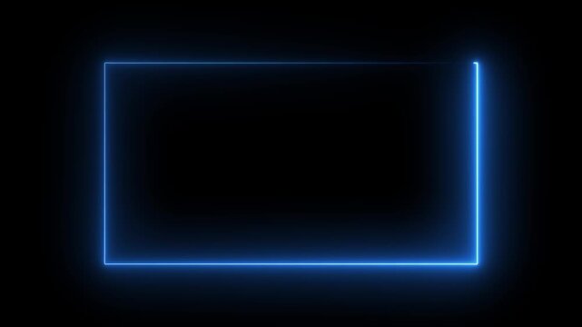 light glowing neon blue color picture frame rectangle animation .Animation of glowing neon rectangles abstract background. abstract glowing blue neon rectangle