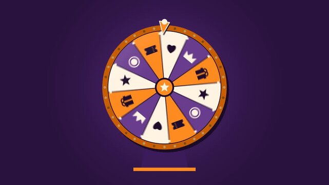 Prize wheel spin landing on a gift with confetti