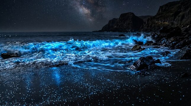 Bioluminescent beach night