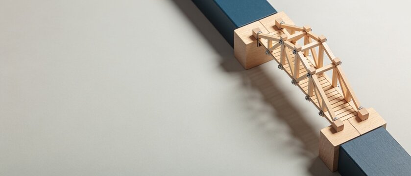 Minimalist gold wireframe abstract design on dark wooden surface