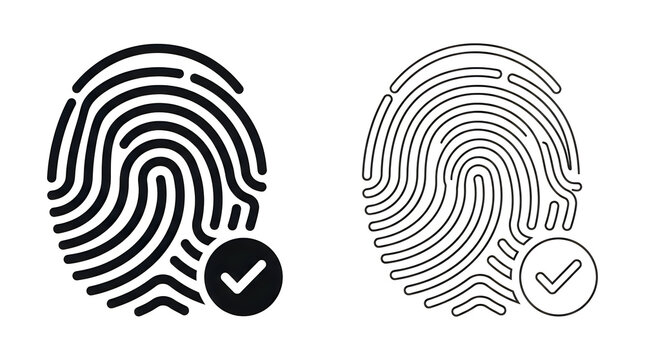 Fingerprint with checkmark verification icon