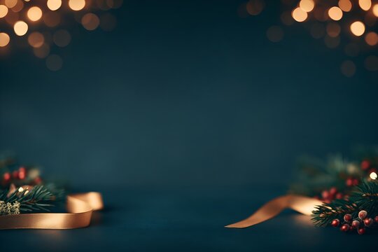 Elegant holiday composition with glowing lights and greenery