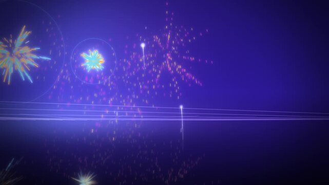 Firework volley New Year tilted view seamless loop