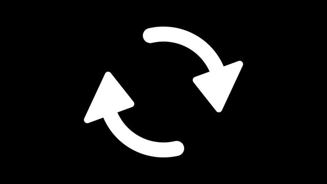 Two White Circular Arrows Spinning Clockwise on Black Background