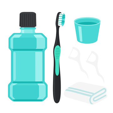Oral hygiene products including mouthwash and toothbrush