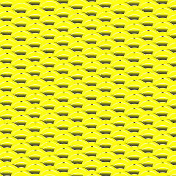 Bright yellow repeating semicircle pattern with gradient shading and overlapping fish scale texture
