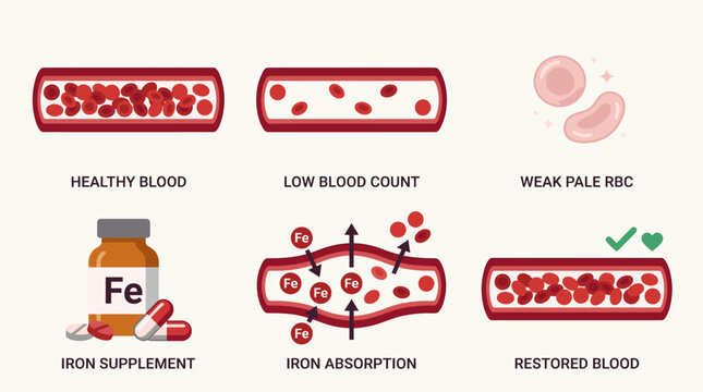 Iron Deficiency Anemia Treatment and Restoration Medical Diagram