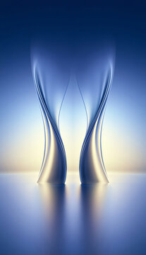 Abstract background featuring blue, streamlined structures