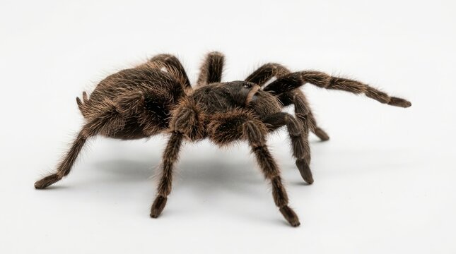 Macro Portrait of Curly Hair Tarantula (Tliltocatl albopilosus) Isolated on White Background