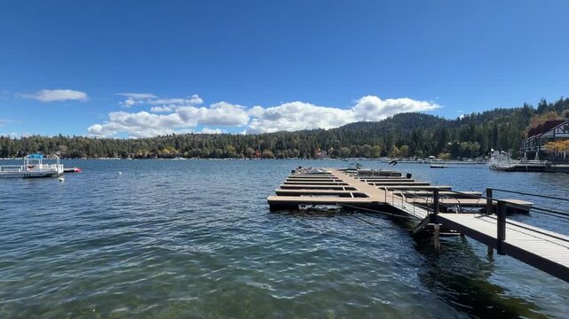 Scenic View of Lake Arrowhead from the Beach on a Sunny Day in Southern California