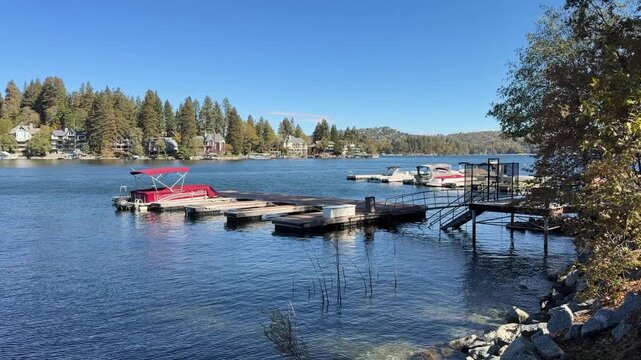 Scenic View of Lake Arrowhead from the Beach on a Sunny Day in Southern California