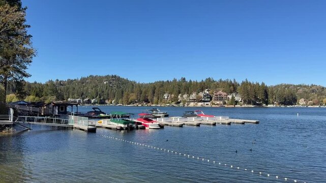 Scenic View of Lake Arrowhead from the Beach on a Sunny Day in Southern California