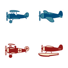 Vintage airplanes in different colors and designs © FormaVectors