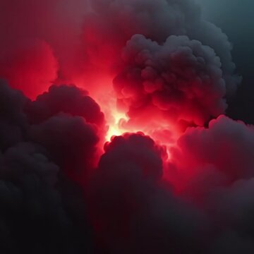 Crimson lit cloud bank churning slowly abstract motion background