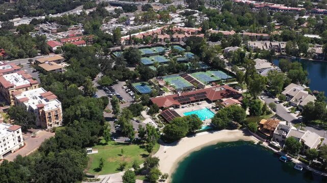 Aerial view of a museum and gardens in San Marino California