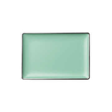 Mint green rectangular makeup palette pan isolated on transparent background