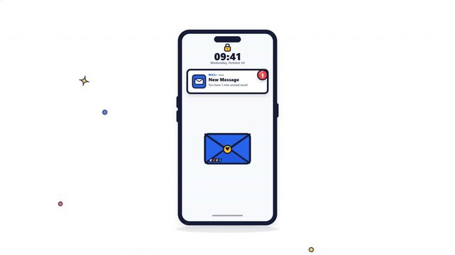 Email notification icon with message indicator on smartphone screen
