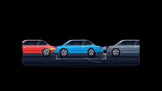 Car animation car smart autonomous parallel parking sequence