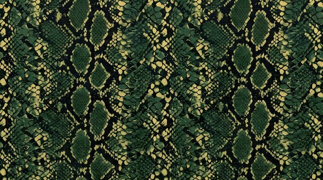 seamless green and yellow snake skin pattern background vector illustration of reptile scale texture for fashion fabric textile and wildlife design