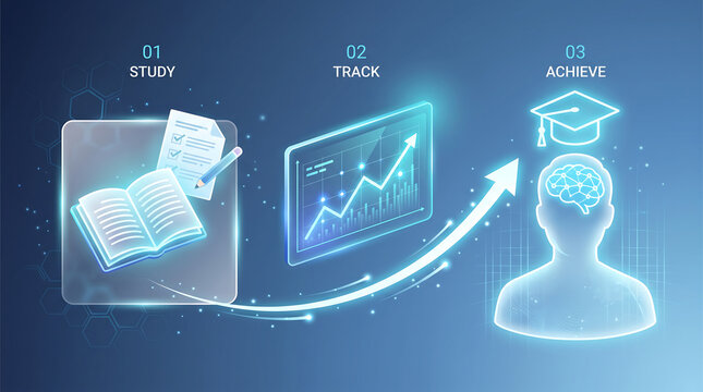 Educational progress infographic with study tracking