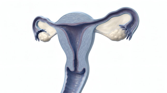 Female reproductive system uterus fallopian tubes ovaries anatomical illustration