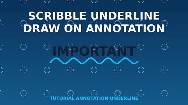 Animated blue scribble underline drawing on important text over a dotted pattern background for digital tutorial