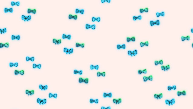 Seamless pattern of bow ties with neon glow effect