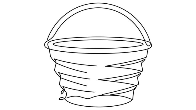 Simple wire basket illustration white background.
