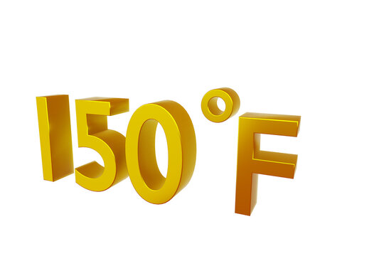 150&deg; F. Temperature degrees Fahrenheit text isolated on white background. 3d render.