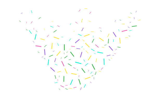 Mix of sugar sprinkles arranged in a v-shaped pattern with v shape multi colored confetti geometric decoration celebration background colorful culinary abstract wallpaper