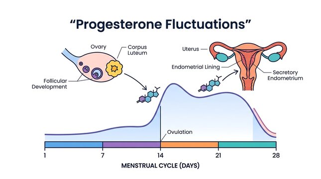 Progesterone fluctuations during menstrual cycle ovulation and endometrium